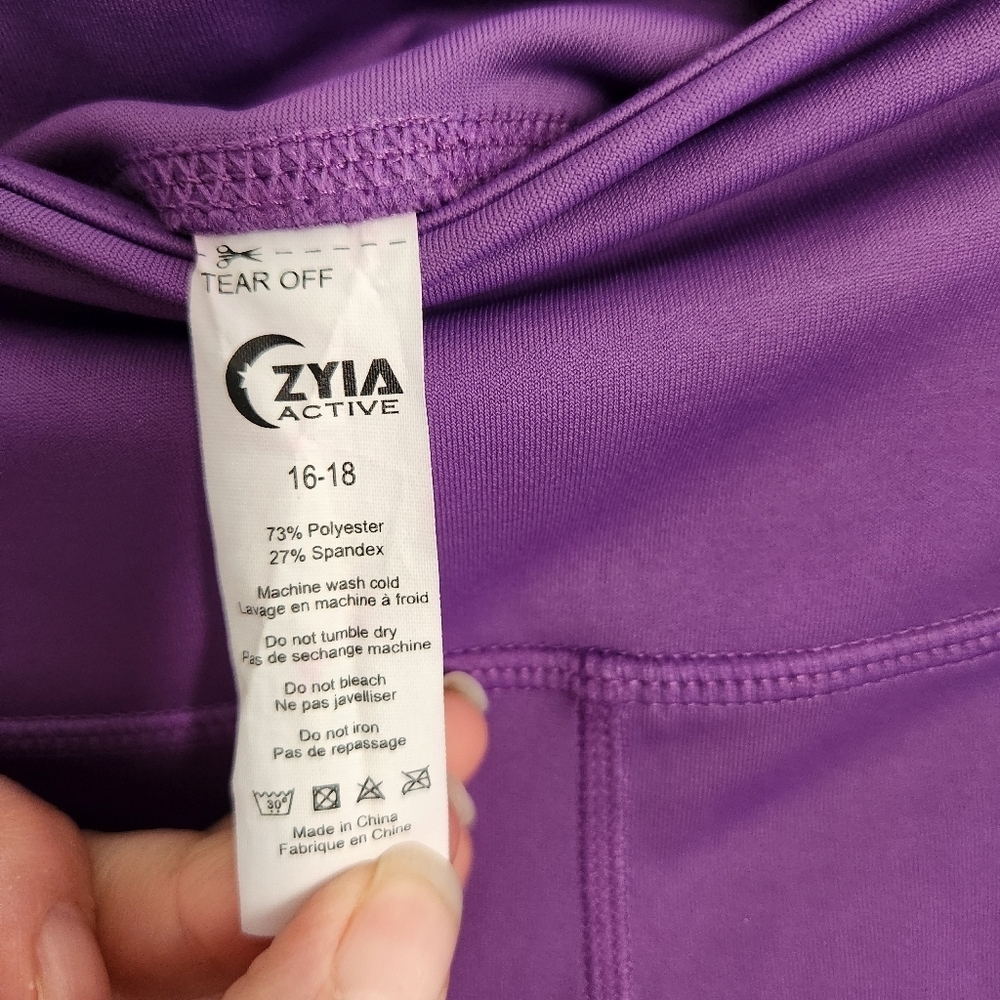 Zyia purple pull on high rise leggings workout jogging athleisure gym sz 16-18 - Picture 4 of 9